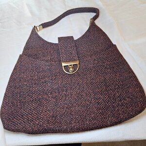 Vintage Tweed Handbag With Brass Fastener, Fantastic Condition! Looks New.